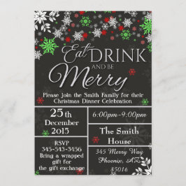 Invitación Beba y sé Navidades feriados con copas de nieve