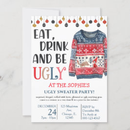 Invitación Beba y sé Navidades suéteres fea Fiesta