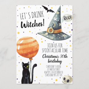 Invitación Bebamos brujas Halloween Fiesta adulto cumpleaños