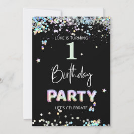 Invitación *~* BEBÉ 1er primer cumpleaños con globo arcoiris