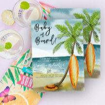 Bebé a bordo Aguarela surf playa baby shower