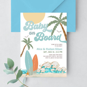 Invitación Bebé a bordo Baby Shower Sprinkle Surfing Shower