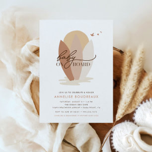 Invitación Bebé a bordo Boho Beach Surf Neutral Baby Shower