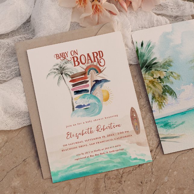 Invitación Bebé a bordo | Boho Surf Baby Shower (Subido por el creador)