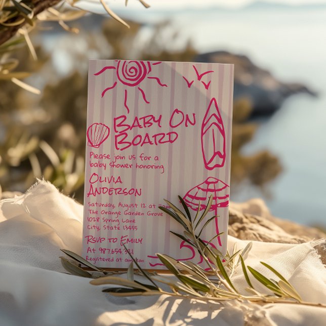 Invitación Bebé a bordo Chica de verano Baby Shower (Subido por el creador)