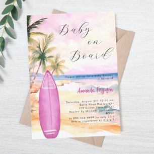 Invitación Bebé a bordo chica rosa Baby Shower