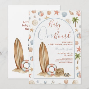 Invitación Bebé a Bordo   Cuadro de Arco Playa Baby Shower