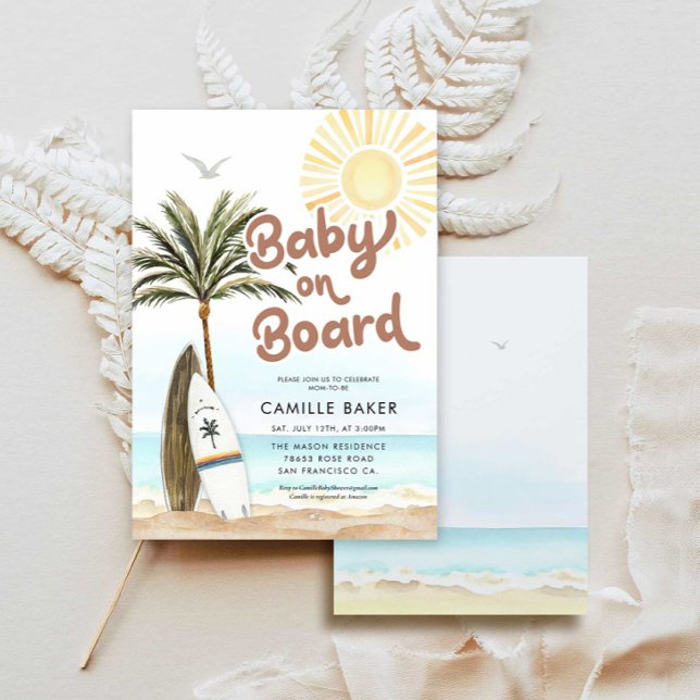 Invitación Bebé a bordo de Baby Shower Beach (Subido por el creador)