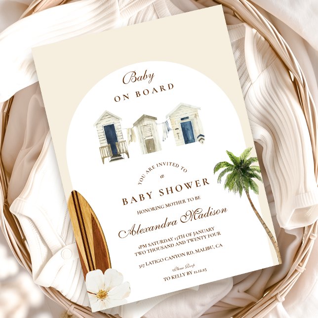 Invitación Bebé a bordo de Baby Shower Beach (Subido por el creador)