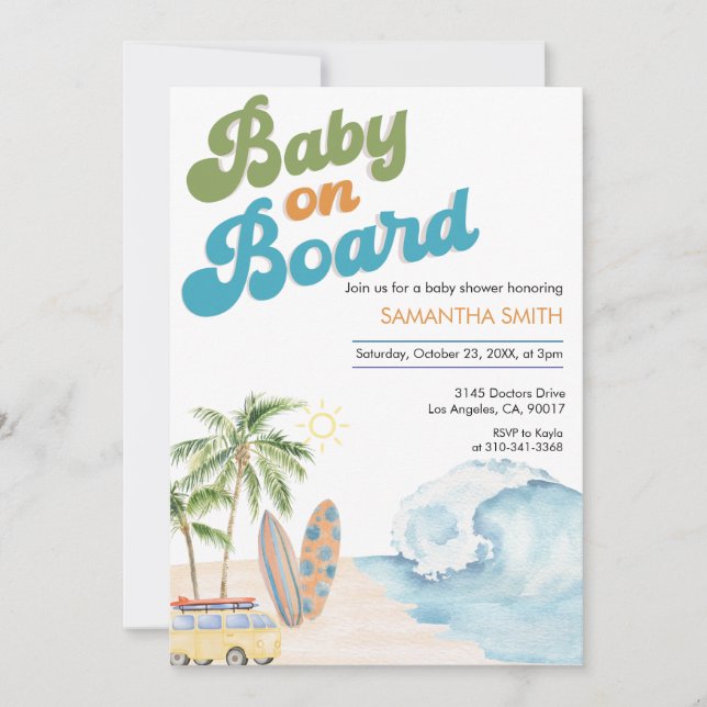 Invitación Bebé a bordo de Baby Shower con neutralidad de gén (Anverso)
