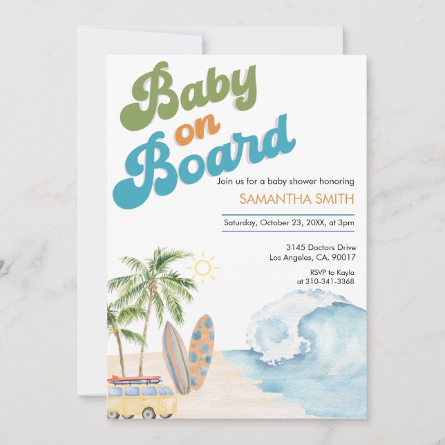 Invitación Bebé a bordo de Baby Shower con neutralidad de gén (Anverso)
