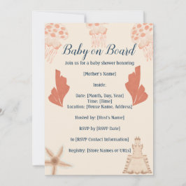Invitación Bebé a bordo de Baby Shower costero