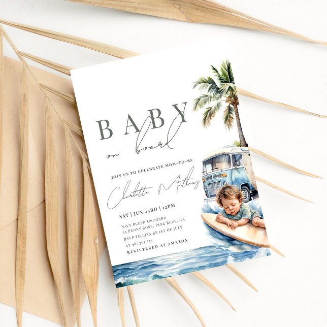 Invitación Bebé a bordo de Baby Shower, Surf Beach (Subido por el creador)