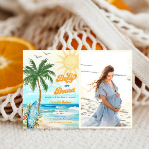 Invitación Bebé a bordo de la foto de Baby Shower de Beach