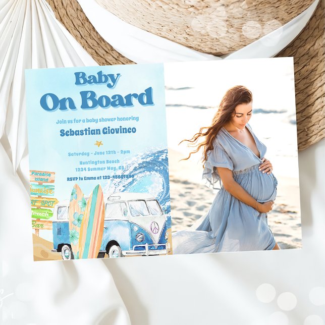 Invitación Bebé a bordo de la foto de Baby Shower de Beach (Subido por el creador)