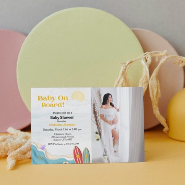 Invitación Bebé a bordo de la playa de surf (Subido por el creador)