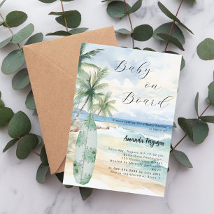 Invitación Bebé a bordo de la playa tropical Baby Shower