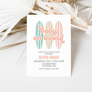 Invitación Bebé a bordo de la tabla de surf Playa Baby Shower