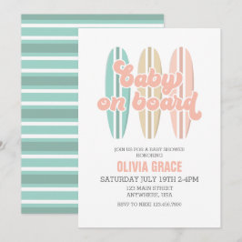 Invitación Bebé a bordo de la tabla de surf Playa Baby Shower