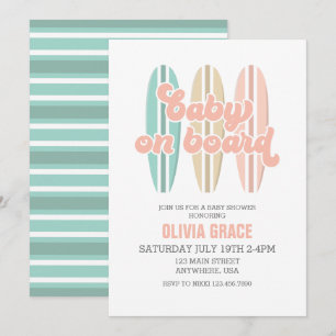 Invitación Bebé a bordo de la tabla de surf Playa Baby Shower
