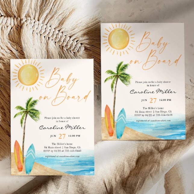 Invitación Bebé a bordo de Summer Beach Baby Shower (Subido por el creador)