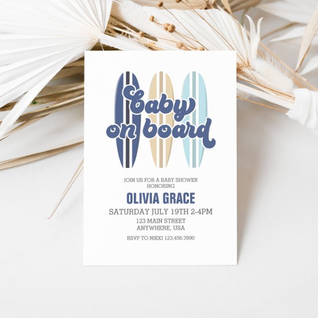 Invitación Bebé a bordo de Surfboard Beach Baby Shower (Subido por el creador)