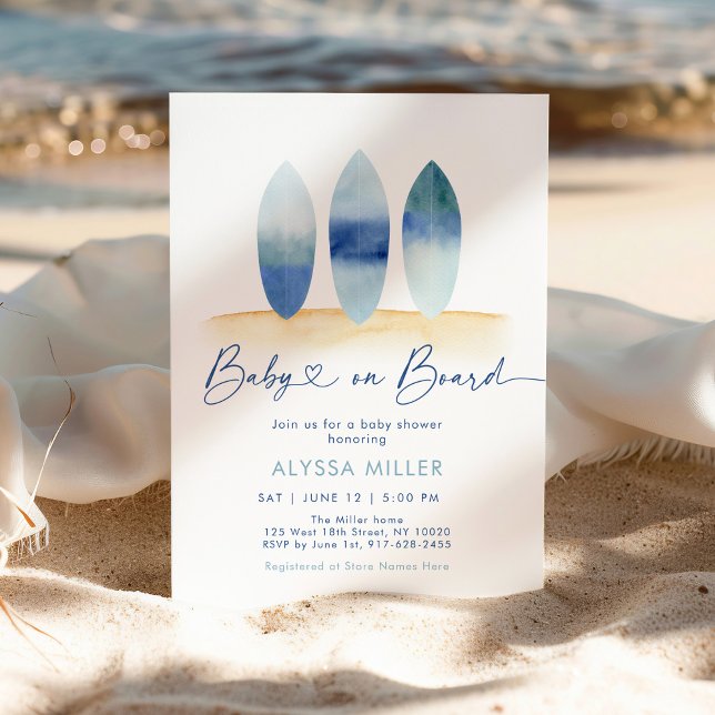 Invitación Bebé a bordo de Surfboard Beach Baby Shower (Subido por el creador)
