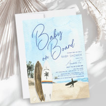 Bebé a bordo de Surfboard Beach Blue Boy Baby Show