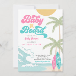 Invitación Bebé a bordo de Surfboard Beach Retro Baby Shower