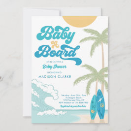 Invitación Bebé a bordo de Surfboard Beach Retro Baby Shower