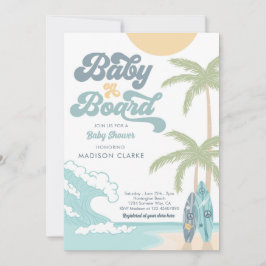 Invitación Bebé a bordo de Surfboard Beach Retro Baby Shower
