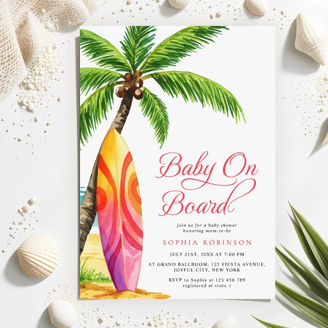 Invitación Bebé a bordo de Surfing BEACH Baby Shower (Subido por el creador)