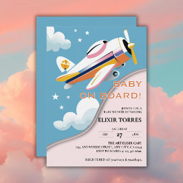 Invitación Bebé a bordo del Baby Shower de avión moderno de a