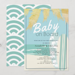 Invitación Bebé a bordo del Baby Shower de Beach Surf Boy por