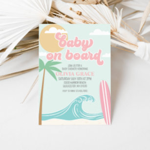 Invitación Bebé a bordo del Baby Shower de la playa de Surf R