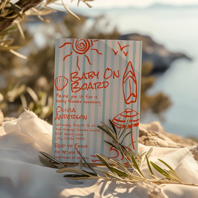 Invitación Bebé a bordo del Baby Shower de verano (Subido por el creador)