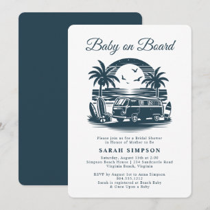 Invitación Bebé a bordo del Baby Shower tropical retro