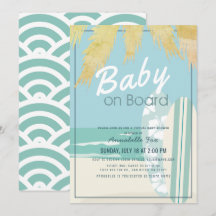 Bebé a bordo del Baby Shower virtual de un niño qu