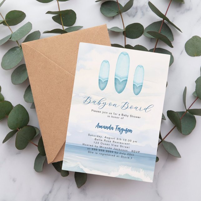 Invitación Bebé a bordo del barco de surf Baby Shower (Subido por el creador)