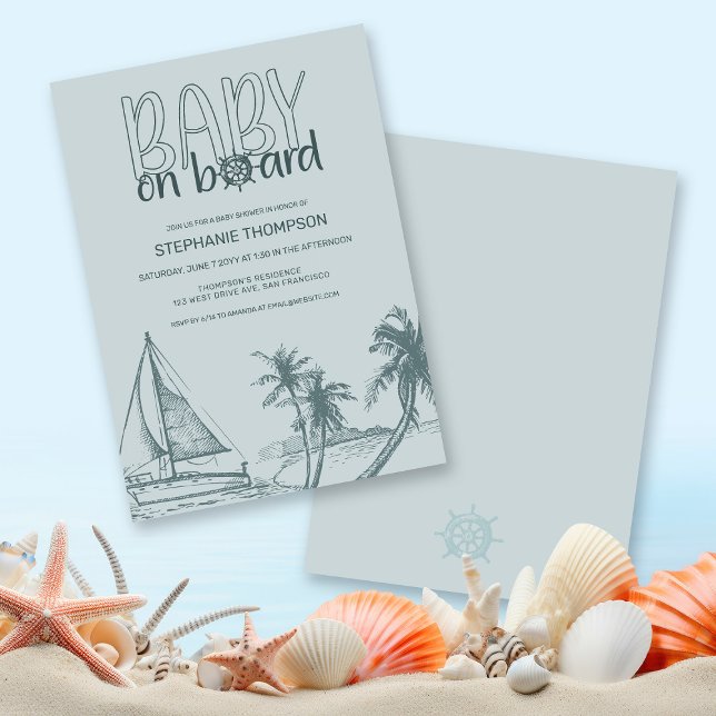Invitación Bebé a bordo del barco de vela Baby Shower (Subido por el creador)