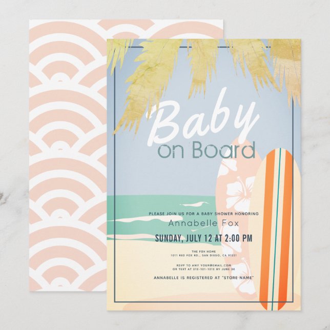 Invitación Bebé a bordo del Chica Baby Shower (Anverso / Reverso)