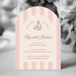 Invitación Bebé a bordo Elegante barco de vela rosa Baby Show