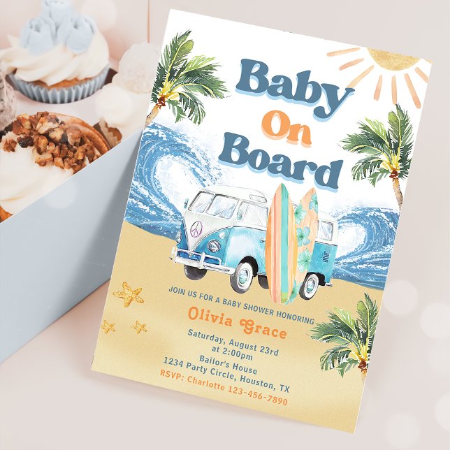 Invitación Bebé a bordo en Surf Beach Baby Shower (Subido por el creador)