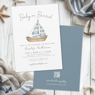 Invitación Bebé a Bordo Fiesta de Baby Shower Náutico