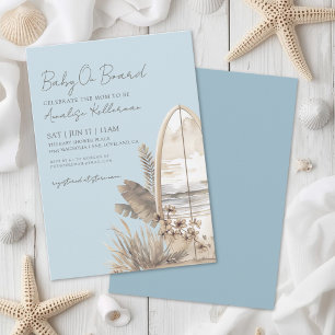 Invitación Bebé a Bordo Fiesta de Bebé Boho Azul de Playa