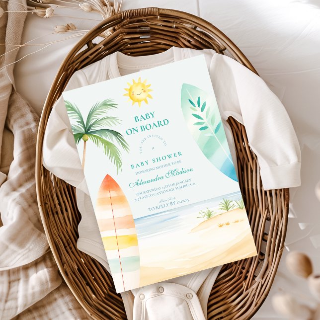 Invitación Bebé a Bordo Fiesta de Bebé Playa y Olas (Subido por el creador)