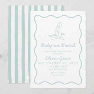 Invitación Bebé a bordo garabato tabla de surf Playa Shower d