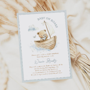 Invitación Bebé a Bordo Osito Marinero Baby Shower