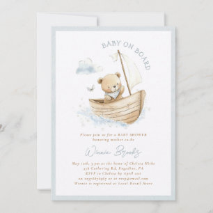 Invitación Bebé a Bordo Osito Marinero Baby Shower