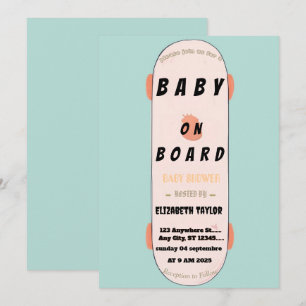 Invitación Bebé a bordo Patineta Fiesta de Baby Shower Invita